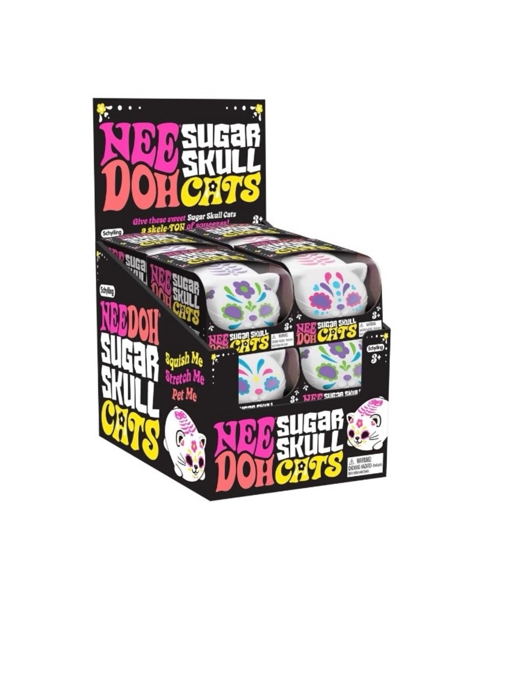 NeeDoh Glow In The Dark Sugar Skull Cats, Pink - Picture 2 of 8